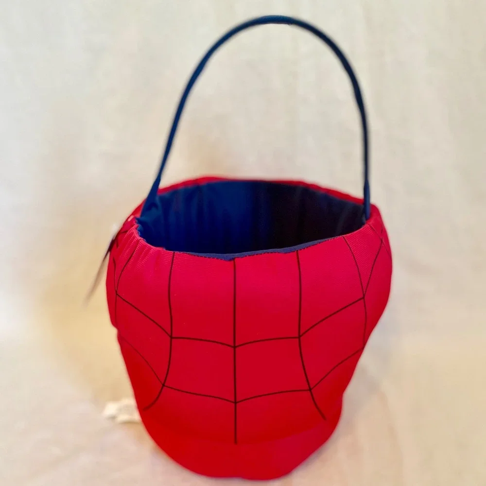 Marvel Spiderman Plush Basket Red Blue Superhero Halloween Easter Candy Pail NWT